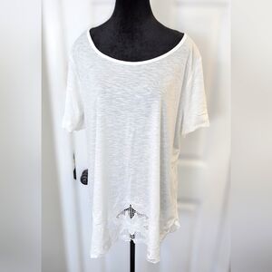 White Crochet Short Sleeve Top 1X